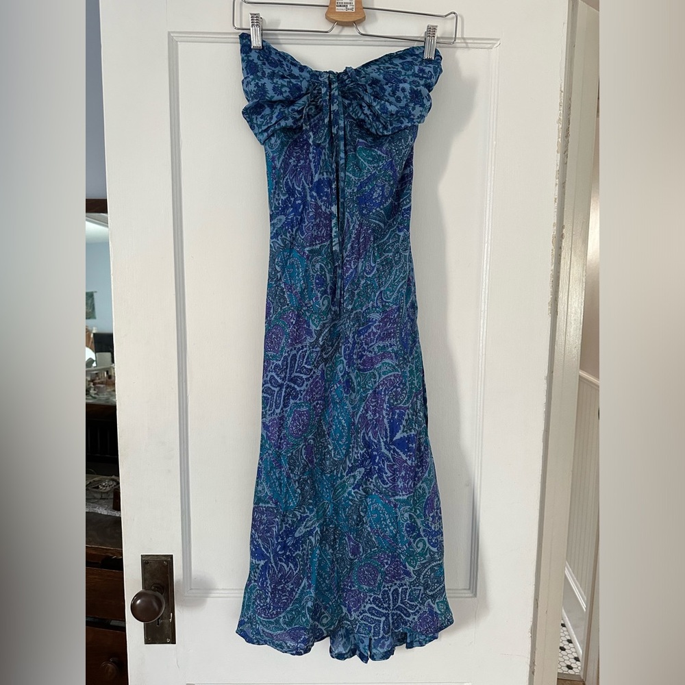 Beautiful boho floral dress , strapless, breezy